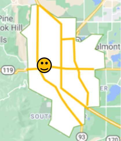 Map of Boulder, Colorado Downtown neighborhood