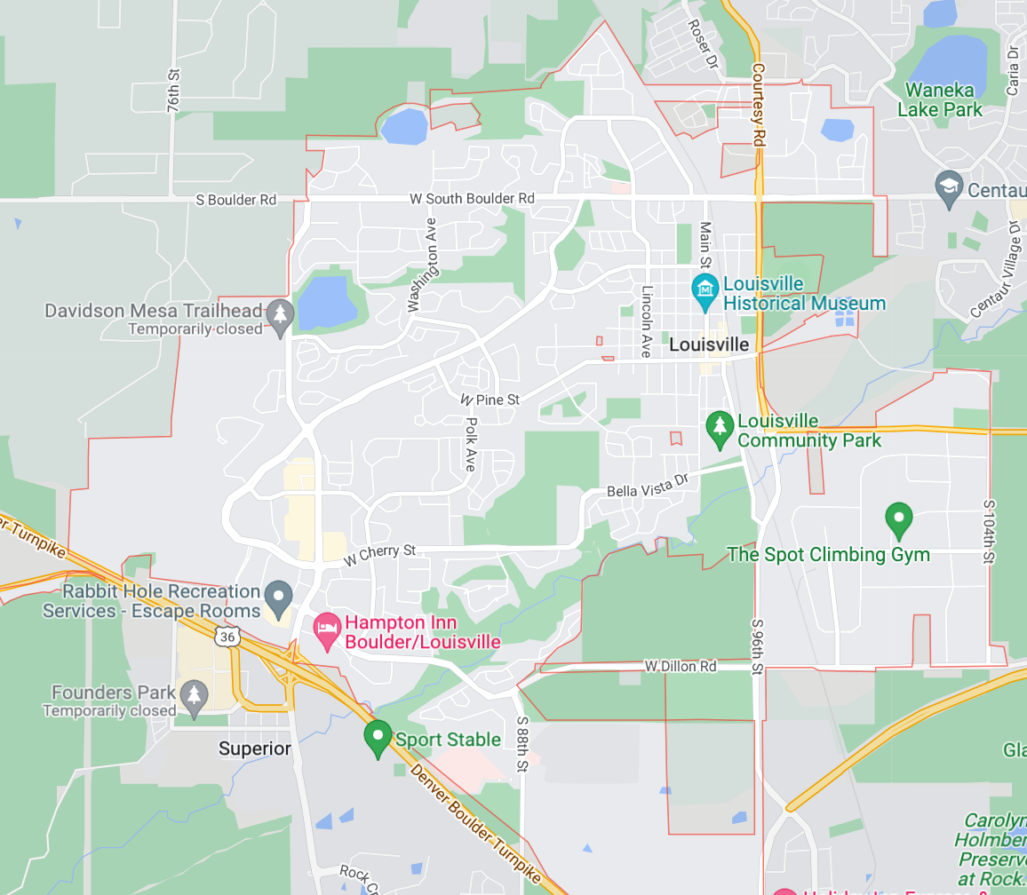 Map of Louisville, Colorado neighborhoods