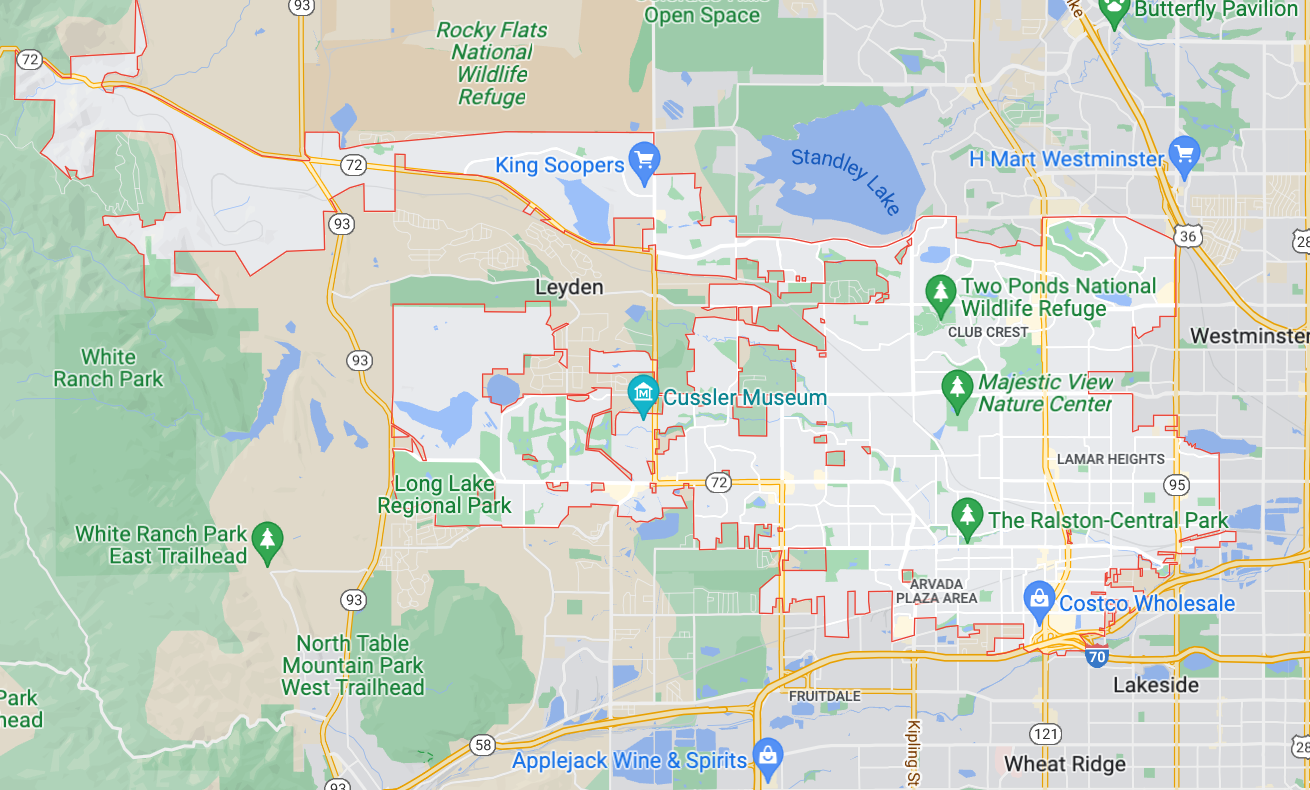 Map of Arvada, Colorado neighborhoods