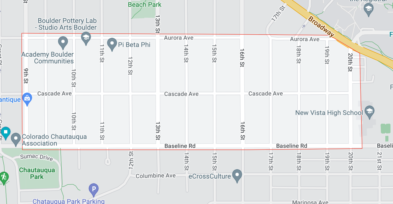 Map of Boulder, Colorado Lower Chautauqua neighborhood