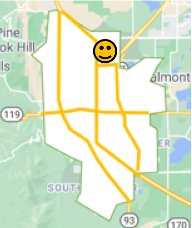 Map of Boulder, Colorado Palo Park neighborhood
