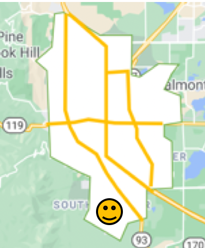 Map of Boulder, Colorado Table Mesa neighborhood