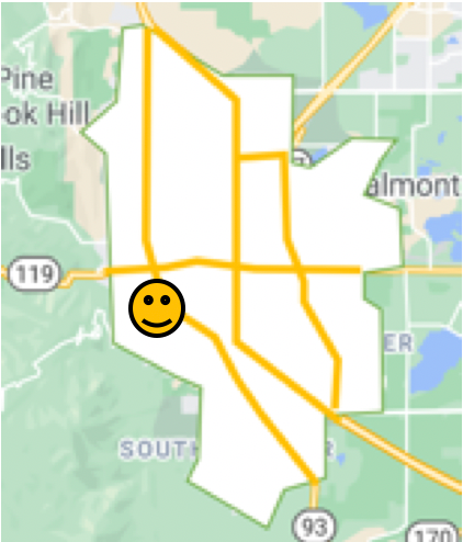 Map of Boulder, Colorado University Hill neighborhood