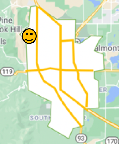 Map of Boulder, Colorado Wonderland neighborhood