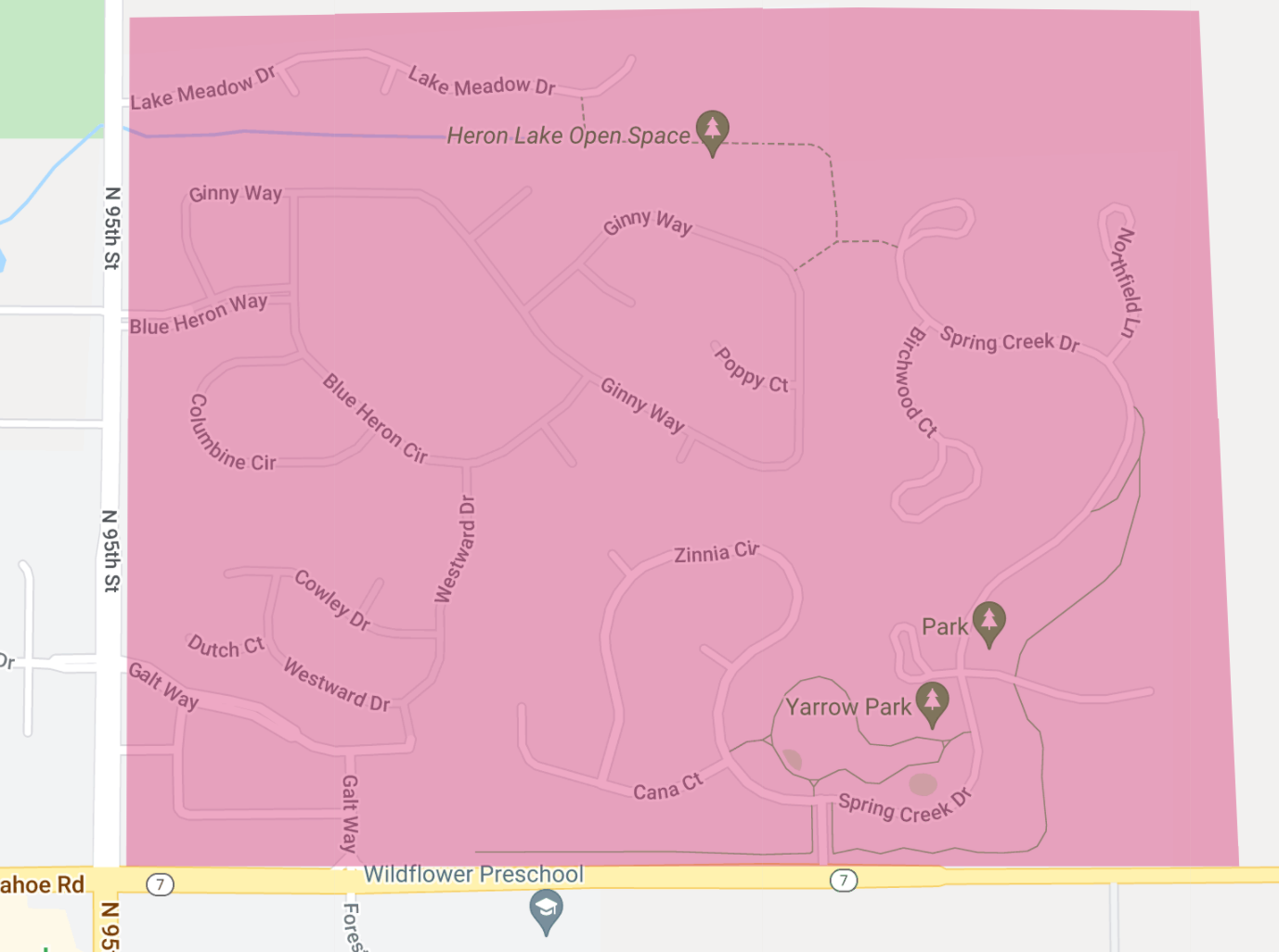 Map of Lafayette, Colorado Blue Heron neighborhood